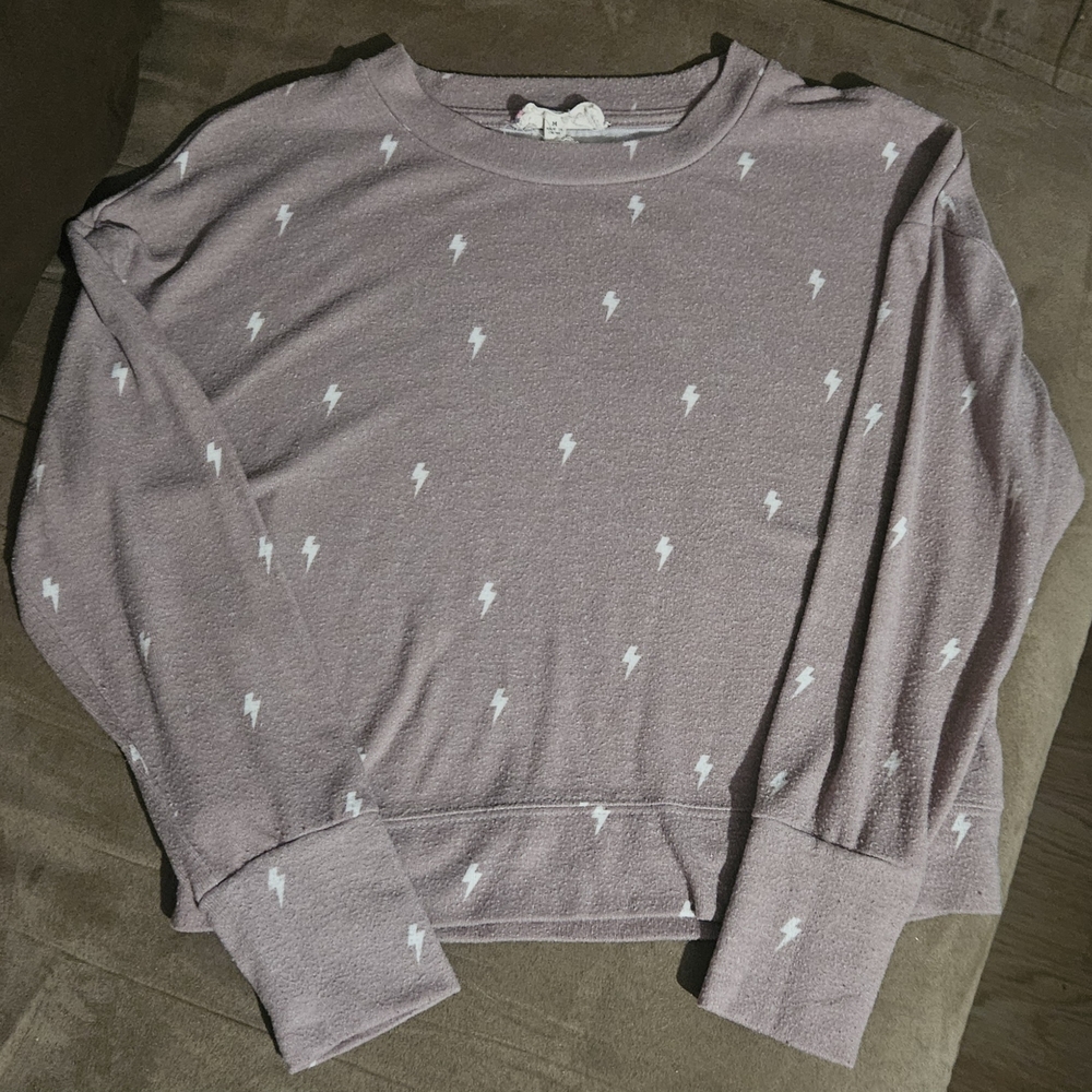 Hippie Rose Lavender Lightning Bolt Sweater